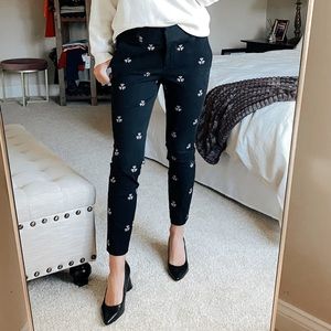 LOFT Petaled Black Marisa Skinny Ankle Pant
